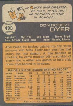 1973 Topps #493 Duffy Dyer Back