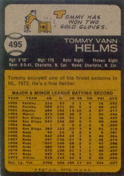 1973 Topps #495 Tommy Helms Back