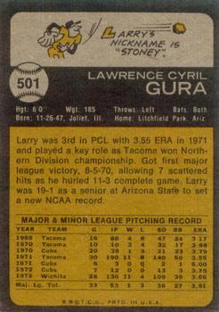 1973 Topps #501 Larry Gura Back