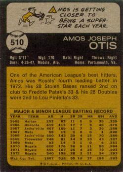 1973 Topps #510 Amos Otis Back
