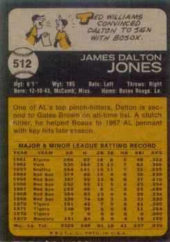 1973 Topps #512 Dalton Jones Back