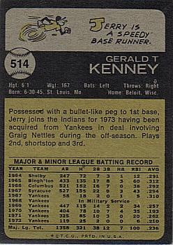 1973 Topps #514 Jerry Kenney Back