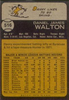 1973 Topps #516 Danny Walton Back