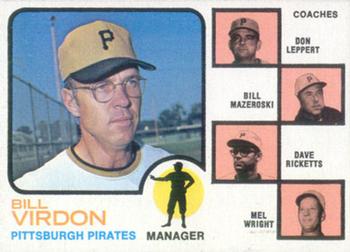 1973 Topps #517 Pirates Field Leaders (Bill Virdon / Don Leppert / Bill Mazeroski / Dave Ricketts / Mel Wright) Front
