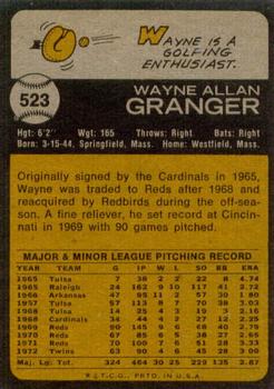 1973 Topps #523 Wayne Granger Back