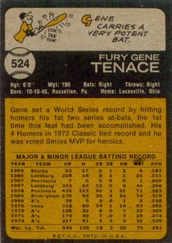 1973 Topps #524 Gene Tenace Back