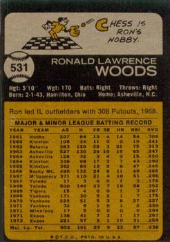 1973 Topps #531 Ron Woods Back