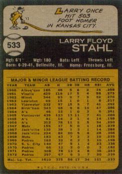1973 Topps #533 Larry Stahl Back