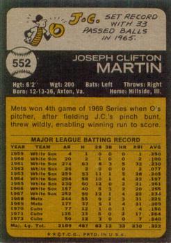 1973 Topps #552 J.C. Martin Back