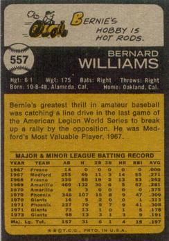 1973 Topps #557 Bernie Williams Back