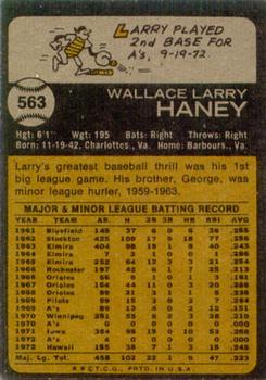 1973 Topps #563 Larry Haney Back