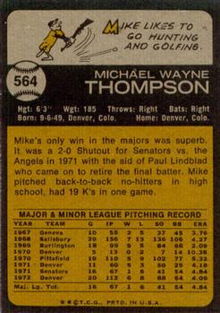 1973 Topps #564 Mike Thompson Back
