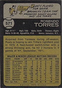 1973 Topps #571 Rusty Torres Back