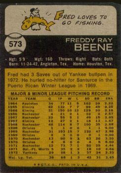 1973 Topps #573 Fred Beene Back