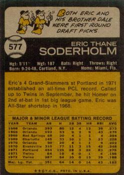 1973 Topps #577 Eric Soderholm Back