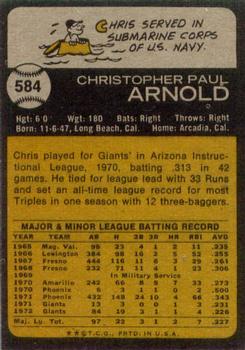 1973 Topps #584 Chris Arnold Back
