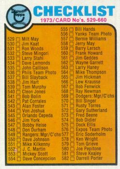 1973 Topps #588 Checklist: 529-660 Front