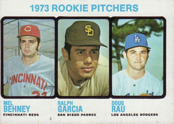 1973 Topps #602 1973 Rookie Pitchers (Mel Behney / Ralph Garcia / Doug Rau) Front