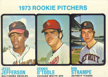 1973 Topps #604 1973 Rookie Pitchers (Jesse Jefferson / Dennis O'Toole / Bob Strampe) Front