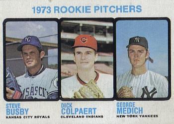 1973 Topps #608 1973 Rookie Pitchers (Steve Busby / Dick Colpaert / George Medich) Front