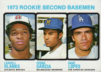 1973 Topps #609 1973 Rookie Second Basemen (Larvell Blanks / Pedro Garcia / Dave Lopes) Front
