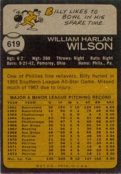 1973 Topps #619 Billy Wilson Back