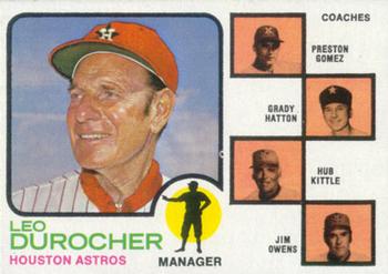 1973 Topps #624 Astros Field Leaders (Leo Durocher / Preston Gomez / Grady Hatton / Hub Kittle / Jim Owens) Front