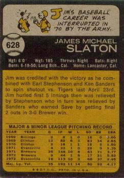 1973 Topps #628 Jim Slaton Back