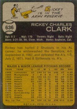 1973 Topps #636 Rick Clark Back