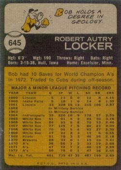 1973 Topps #645 Bob Locker Back