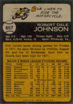 1973 Topps #657 Bob Johnson Back