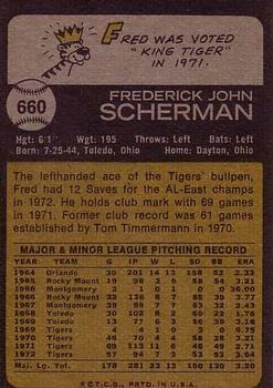 1973 Topps #660 Fred Scherman Back