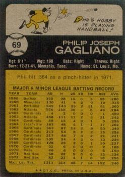 1973 Topps #69 Phil Gagliano Back