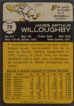 1973 Topps #79 Jim Willoughby Back