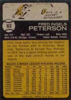 1973 Topps #82 Fritz Peterson Back