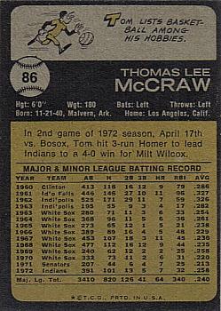 1973 Topps #86 Tom McCraw Back
