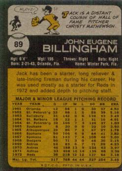 1973 Topps #89 Jack Billingham Back