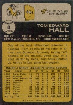 1973 Topps #8 Tom Hall Back