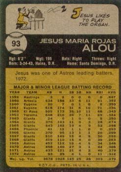 1973 Topps #93 Jesus Alou Back