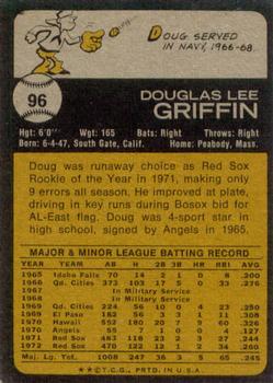 1973 Topps #96 Doug Griffin Back