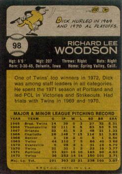 1973 Topps #98 Dick Woodson Back