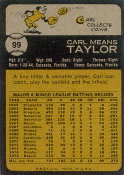 1973 Topps #99 Carl Taylor Back