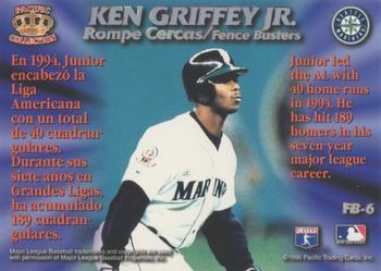 1996 Pacific Prism - Fence Busters #FB-6 Ken Griffey Jr. Back