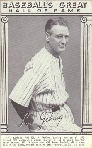 1948 Baseball's Great HOF Exhibits (W464) #NNO Lou Gehrig Front