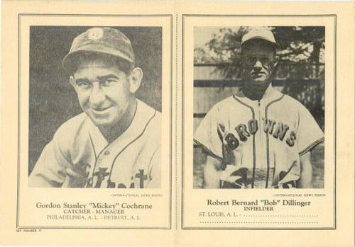 1946-49 Sports Exchange (W603) #11-2 Mickey Cochrane / Bob Dillinger Front
