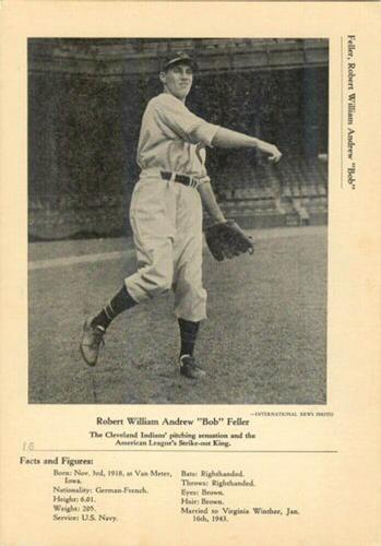 1946-49 Sports Exchange (W603) #3-1b Bob Feller Front