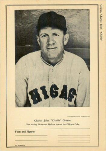 1946-49 Sports Exchange (W603) #5-2 Charlie Grimm Front