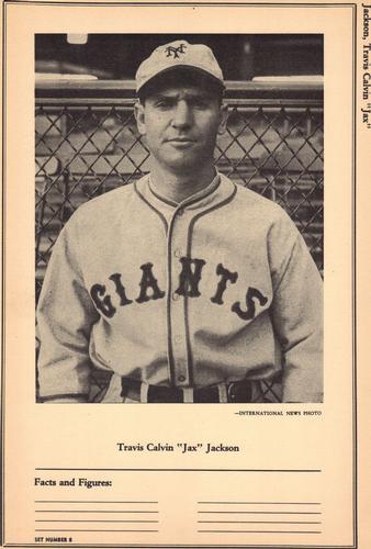 1946-49 Sports Exchange (W603) #8-4 Travis Jackson Front