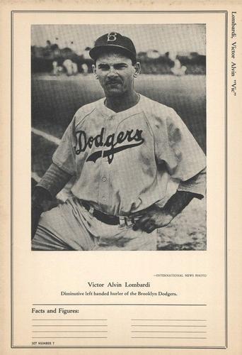 1946-49 Sports Exchange (W603) #7-8 Vic Lombardi Front