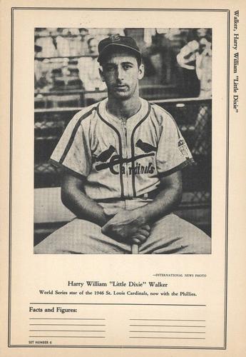 1946-49 Sports Exchange (W603) #6-9 Harry Walker Front